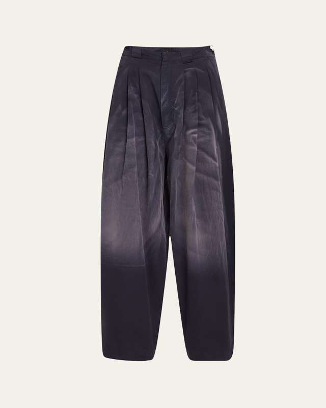 Drawstring Cascada Pleated Wide-Leg Pants